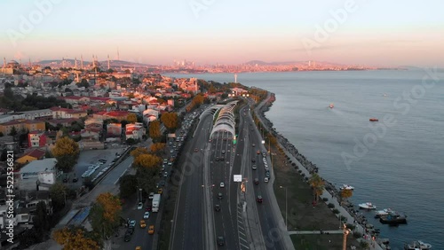 4K Aerial view of Istanbul city - Eurasia Tunnel - Hagia mosque 