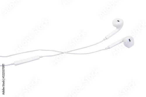 white earphones isolated on white background with clipping path photo