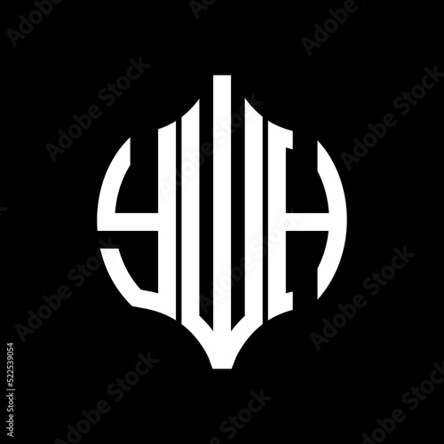 YWH letter logo. YWH best black background vector image. YWH Monogram logo design for entrepreneur and business.
 photo