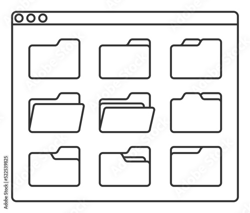 desktop interface window with folders line icon isolated simple ui vector flat illustration