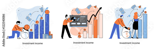 Investment, saving money and finance growth business concept metaphor. Analyzes charts and indicators of income growth. Investment income from securities and other non-commercial investments dividends