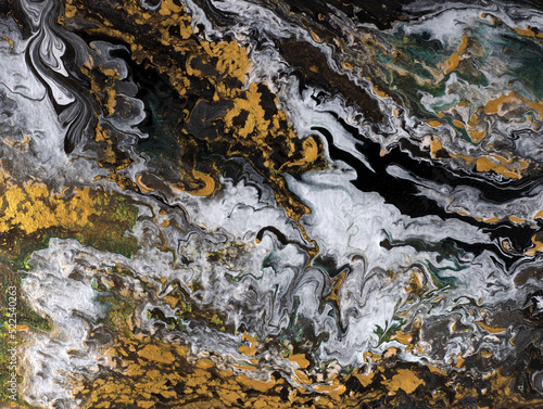 Ebru art marble design background. Abstract background. Gold and white pattern for print on silk. Hand draw traditional paper. Stylish combination of luxury. Contemporary art marble liquid texture