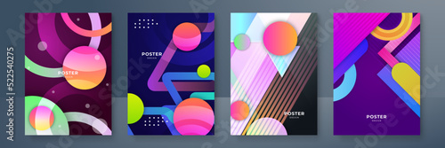 Modern abstract covers set, minimal covers design. Colorful geometric background, vector illustration.