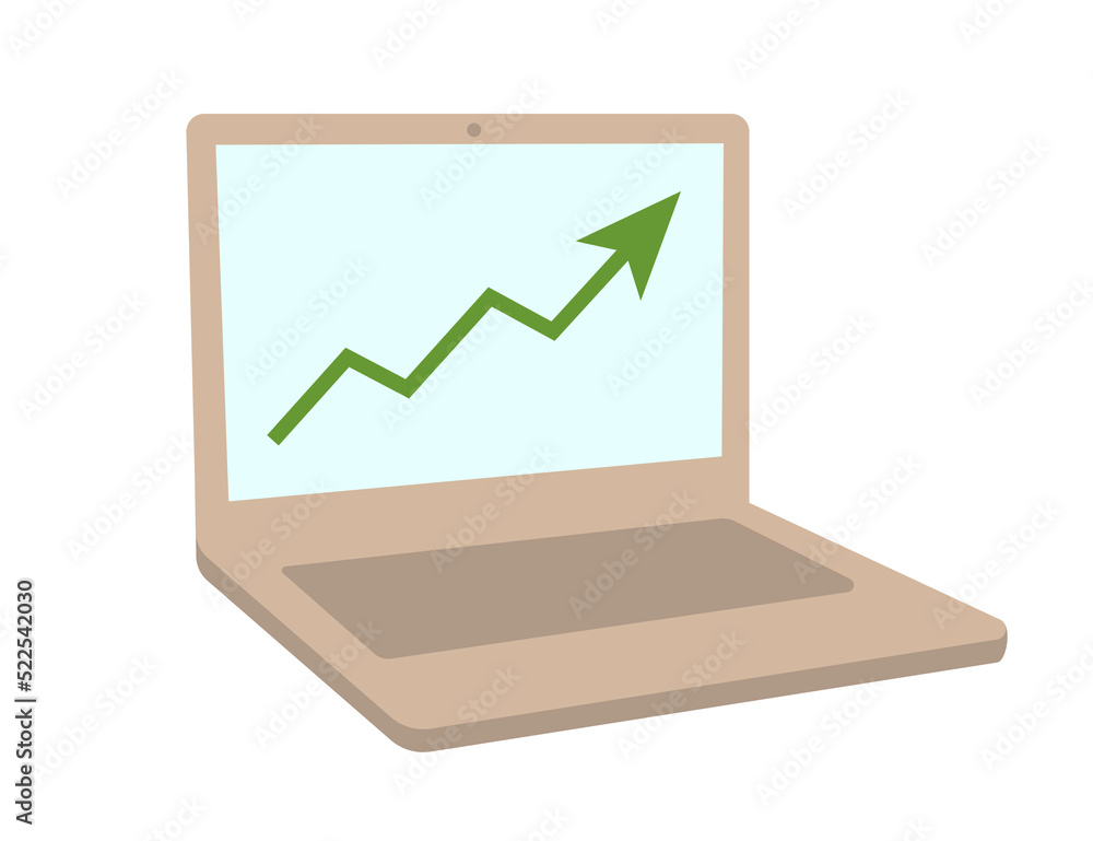 laptop with up arrow laptop concept, vector flat graphic illustration laptop with up arrow laptop concept, vector flat graphic illustration