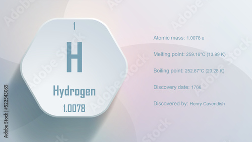 Modern periodic table element Hydrogen 3D Vector Illustration