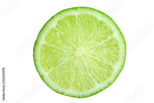Slice of green lime isolated on white background. with clipping path.