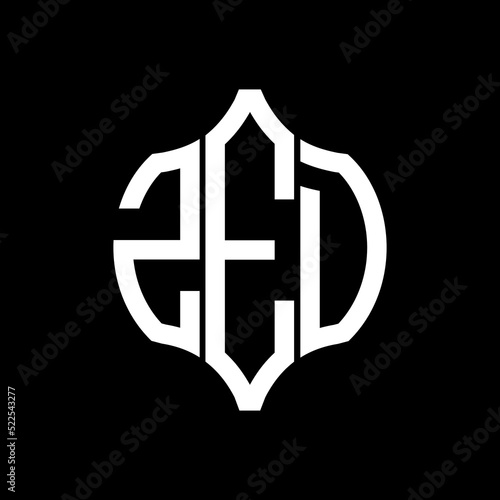 ZED letter logo. ZED best black background vector image. ZED Monogram logo design for entrepreneur and business.
 photo