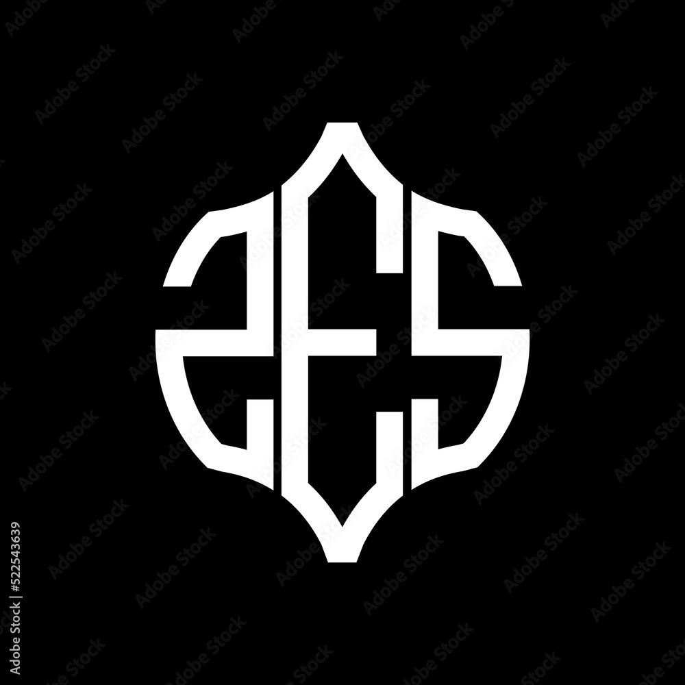 ZES letter logo. ZES best black background vector image. ZES Monogram