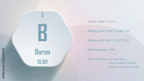 Modern periodic table element Boron 3D Vector Illustration