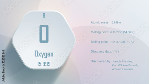 Modern periodic table element Oxygen 3D Vector Illustration