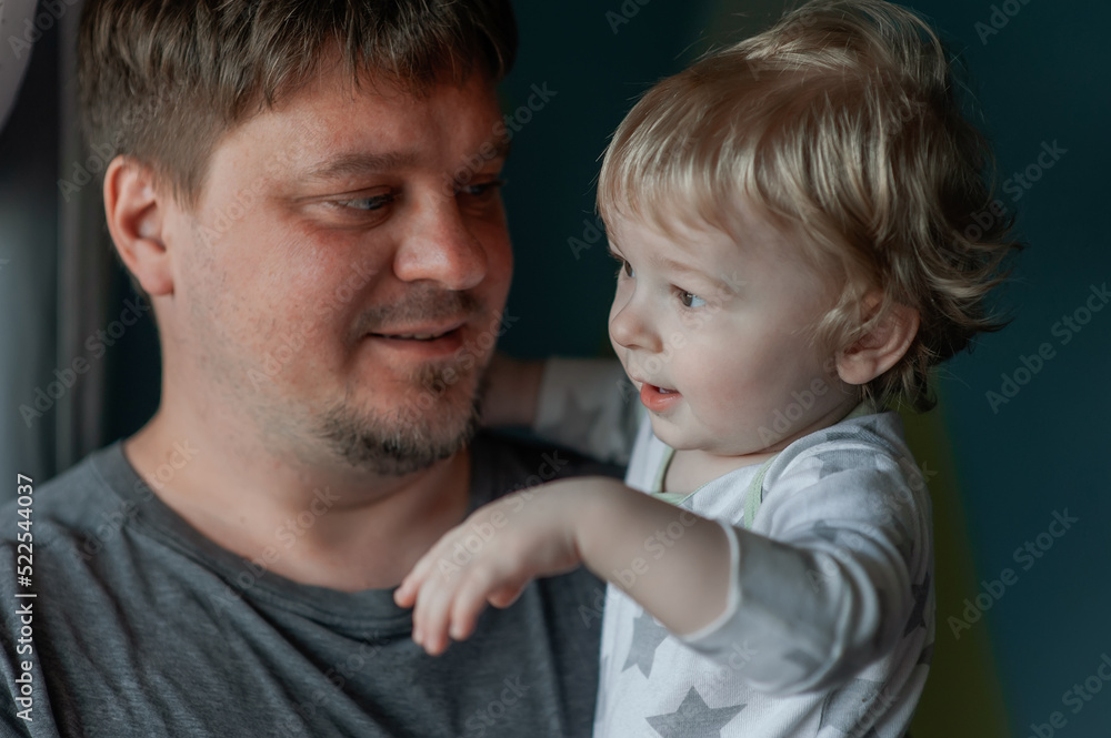 closeup portrait of dad and toddler closeup portrait of dad and toddler
