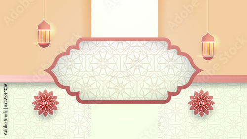 Islamic ramadan background with Arabic ornament pattern and luxury mandala lantern decorative. Designed for islam greeting card, eid template, hajj, invitation, celebration, premium frame, and mosque