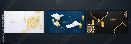 Islamic ramadan background with Arabic ornament pattern and luxury mandala lantern decorative. Designed for islam greeting card, eid template, hajj, invitation, celebration, premium frame, and mosque