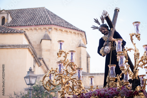 Jesús Nazareno del Calvario in his procession during Holy Week in Córdoba,Spain