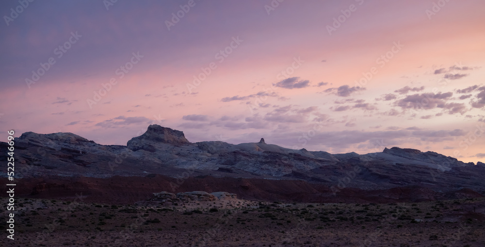 Red Rock Formations in Desert at Sunset. Spring Season. Goblin Valley State Park. Utah, United States. Nature Background.