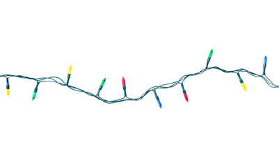 String of christmas lights isolated on white background With clipping path.