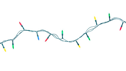String of christmas lights isolated on white background With clipping path.