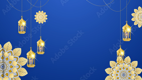 Islamic ramadan background with Arabic ornament pattern and luxury mandala lantern decorative. Designed for islam greeting card  eid template  hajj  invitation  celebration  premium frame  and mosque