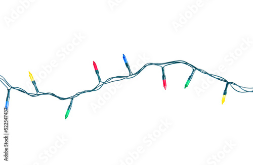 String of christmas lights isolated on white background With clipping path.