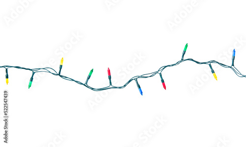 Canvas Print String of christmas lights isolated on white background With clipping path