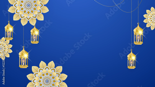 Islamic ramadan background with Arabic ornament pattern and luxury mandala lantern decorative. Designed for islam greeting card, eid template, hajj, invitation, celebration, premium frame, and mosque