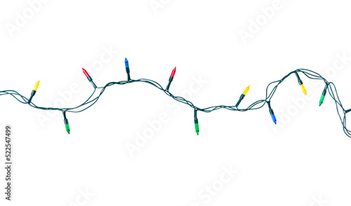 String of christmas lights isolated on white background With clipping path.
