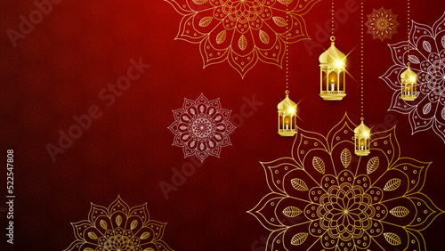 Islamic ramadan background with Arabic ornament pattern and luxury mandala lantern decorative. Designed for islam greeting card, eid template, hajj, invitation, celebration, premium frame, and mosque