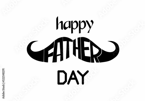 handwritten happy father day with moustache isolated on white background
