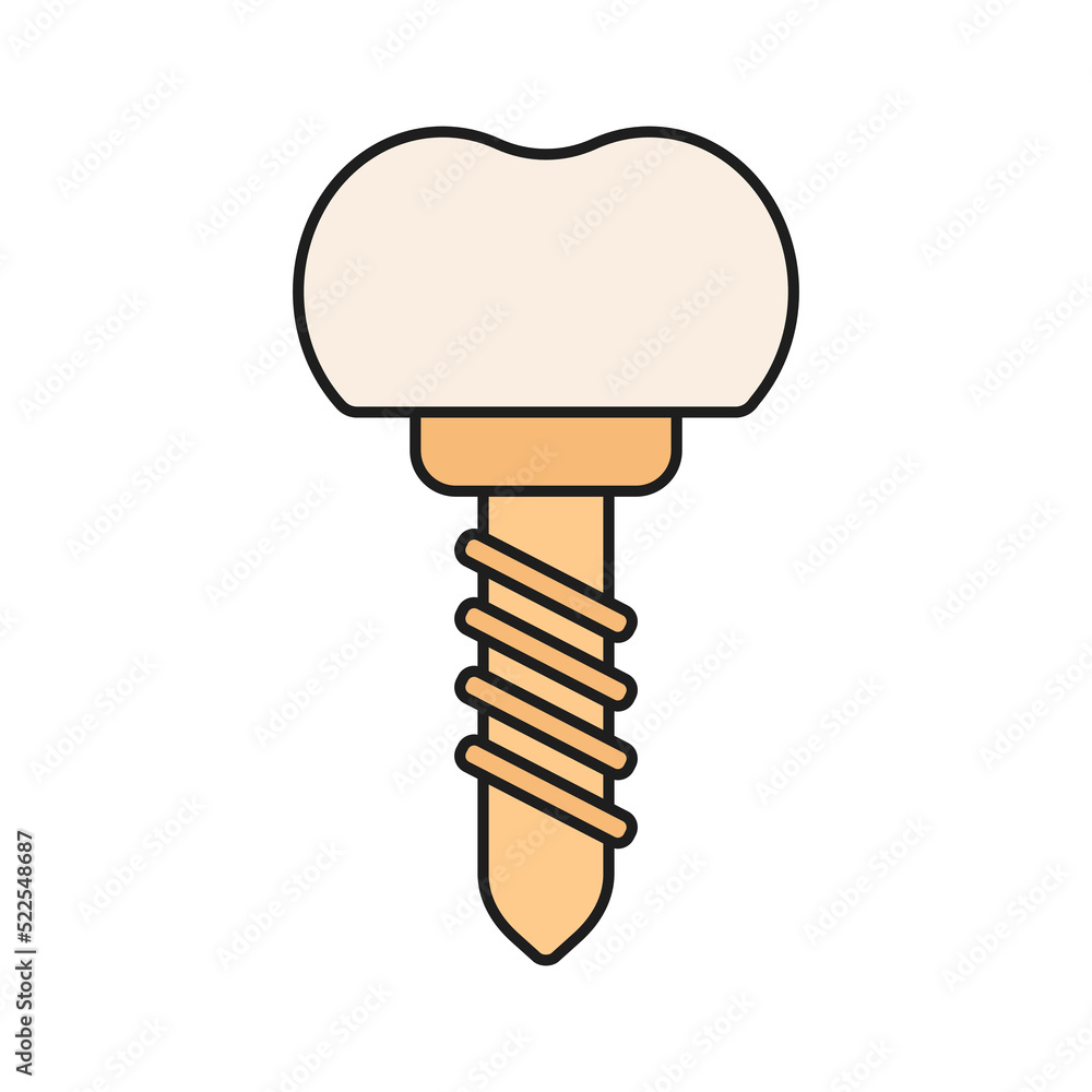 Dental Implant icon, Tooth pin, Prosthetic dentistry logo. Dental Care thin line art icons. Vector illustration isolated on white Dental Implant icon, Tooth pin, Prosthetic dentistry logo. Dental Care thin line art icons. Vector illustration isolated on white