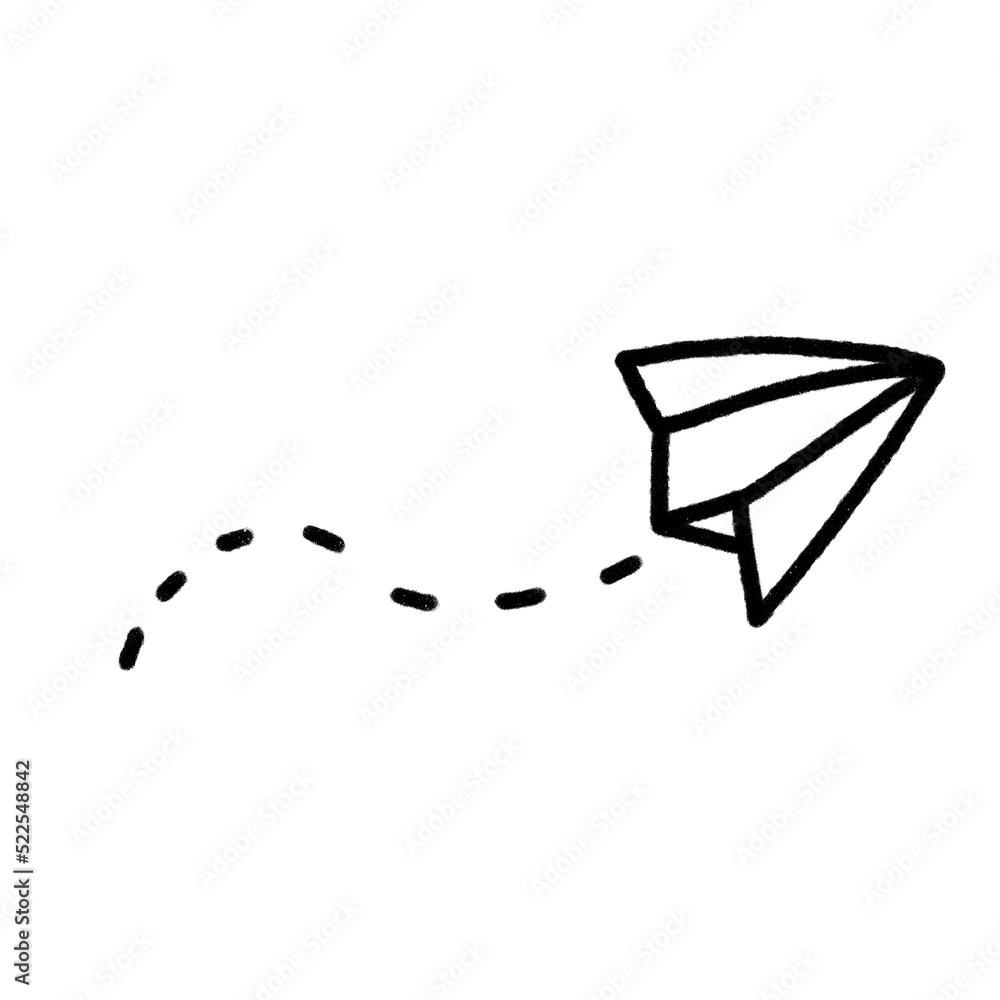 Paper plane flying doodle