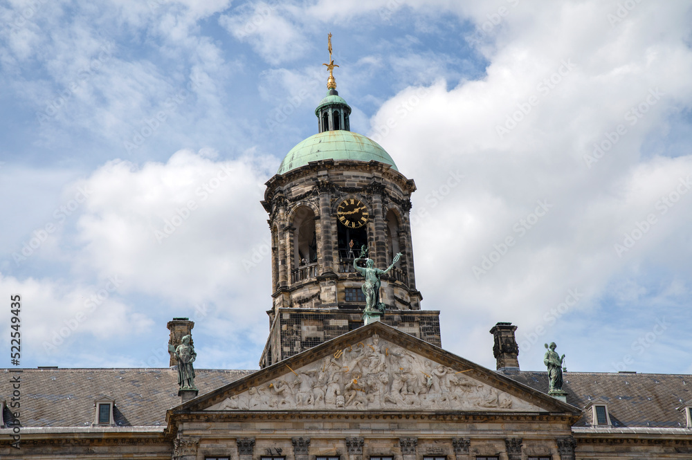 Close Up Tower Of The Palace On The Dam Square At Amsterdam The Netherlands 31-7-2022