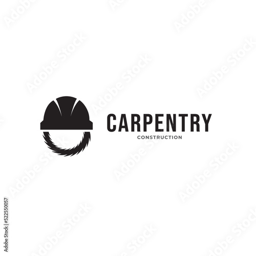 Vector logo of carpentry workshop and woodwork.