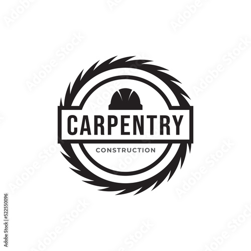 Vector logo of carpentry workshop and woodwork.