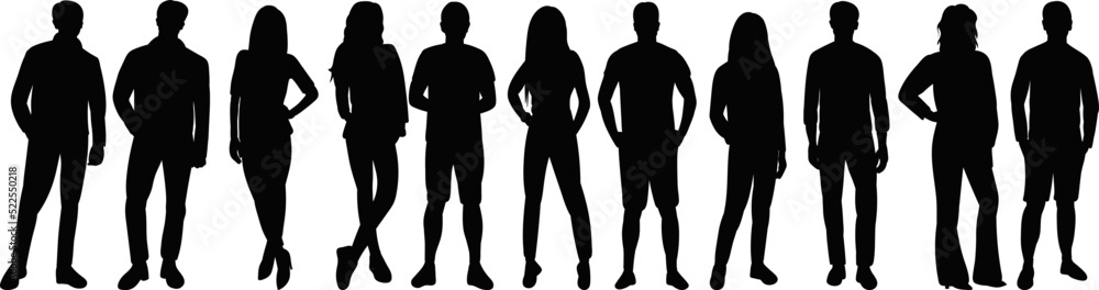 silhouette people on white background isolated