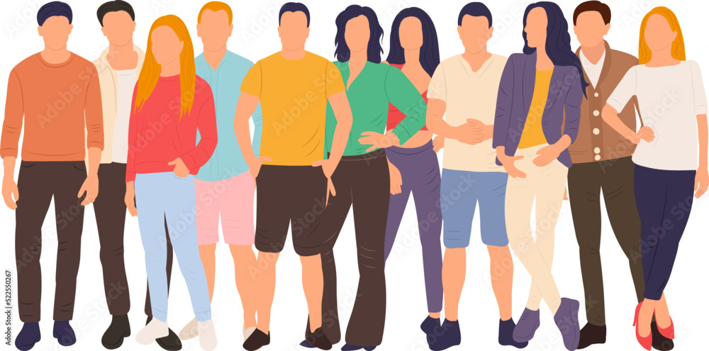 Fototapeta premium crowd of people in flat style, isolated, vector