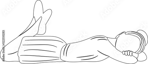 girl lies sketch on white background isolated, vector