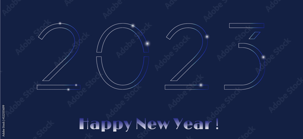 card or banner, background on Happy New Year 2023, blue neon colors vector illustration. card or banner, background on Happy New Year 2023, blue neon colors vector illustration.