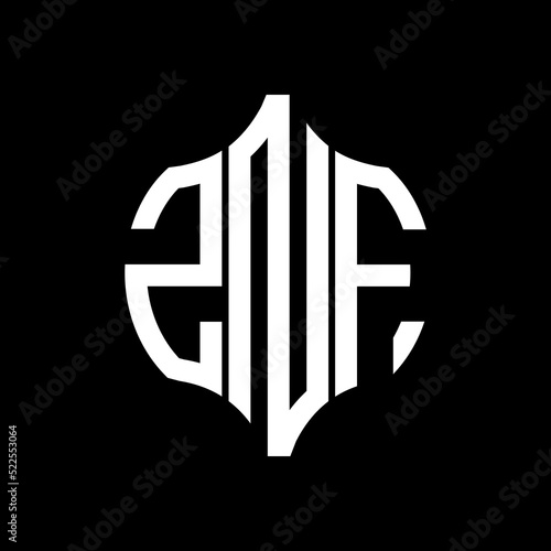 ZNF letter logo. ZNF best black background vector image. ZNF Monogram logo design for entrepreneur and business.
 photo