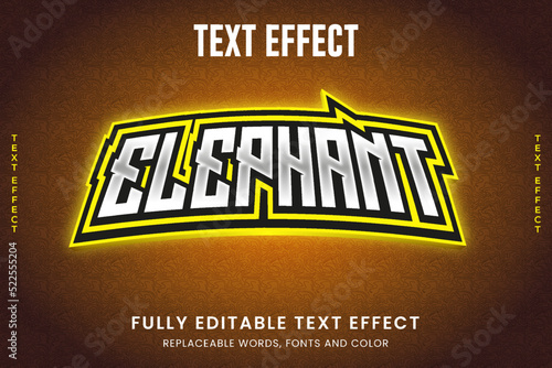 Elephant 3d editable vector text effect, esport logo
