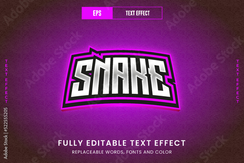 Snake 3d editable vector text effect, esport logo