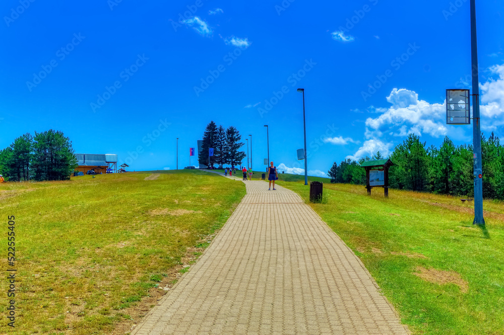 Visitors at Health walking trail in Zlatibor, Serbia. Visitors at Health walking trail in Zlatibor, Serbia.