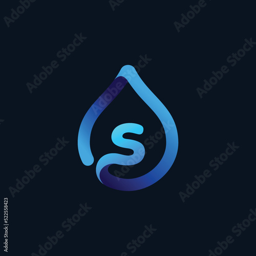 water logo with letter s concept