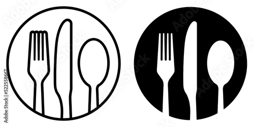 ofvs75 OutlineFilledVectorSign ofvs - cutlery vector icon . isolated transparent . fork, knife, spoon sign . black outline and filled version . AI 10 / EPS 10 . g11384 photo