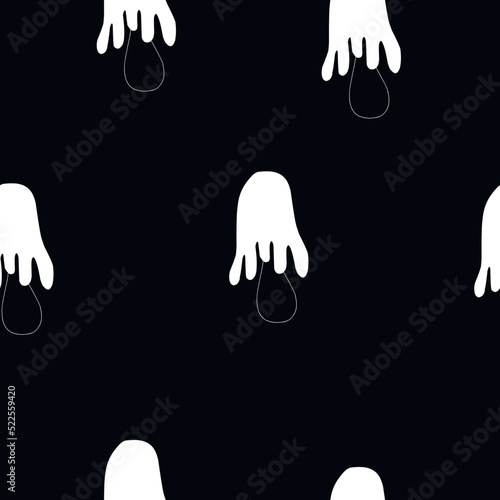 Mushroom seamless vector pattern on black background