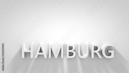 3d word Hamburg illuminated from top