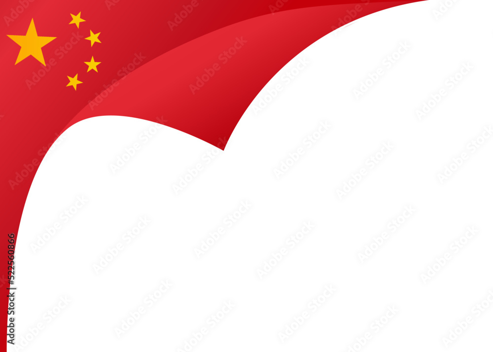 China flag flying on white background