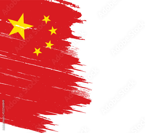 China flag with brush paint textured  on  white background