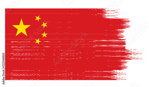 China flag with brush paint textured  on  white background