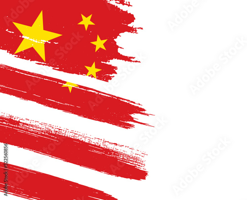 China flag with brush paint textured  on  white background