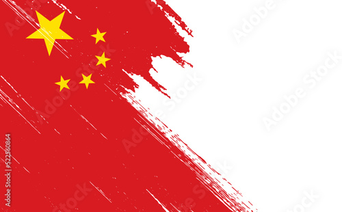 China flag with brush paint textured  on  white background